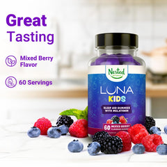 Luna Kids Sleep Gummies packaging and ingredients panel