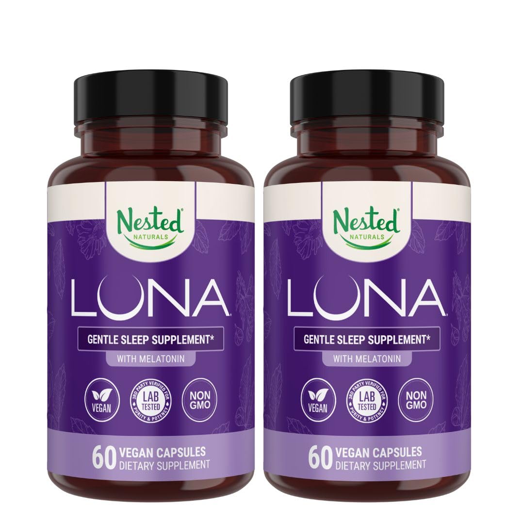 Luna Sleep Aid hero image featuring Nested Naturals bottle