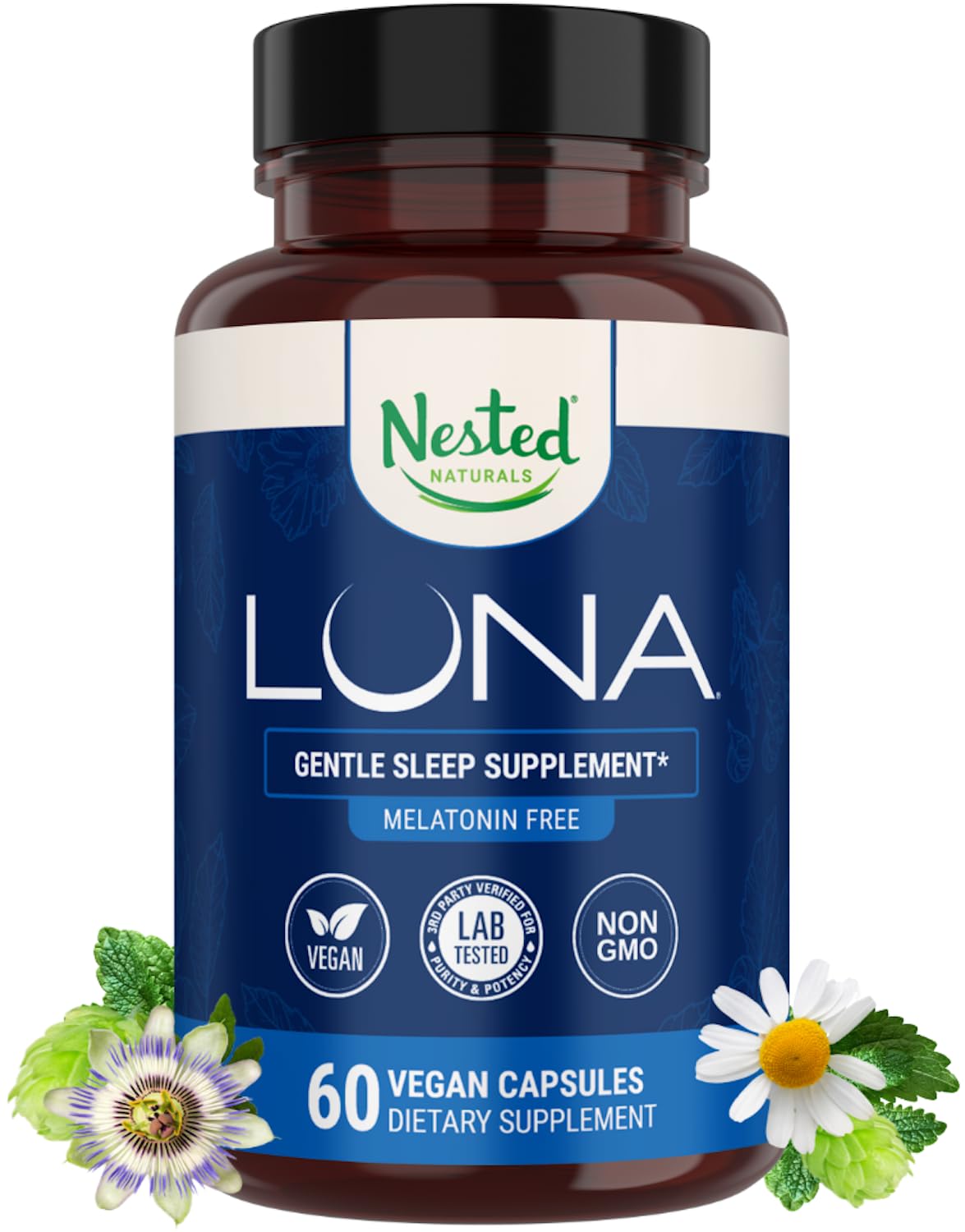 Nested Naturals Luna Sleep Supplement bottle with label