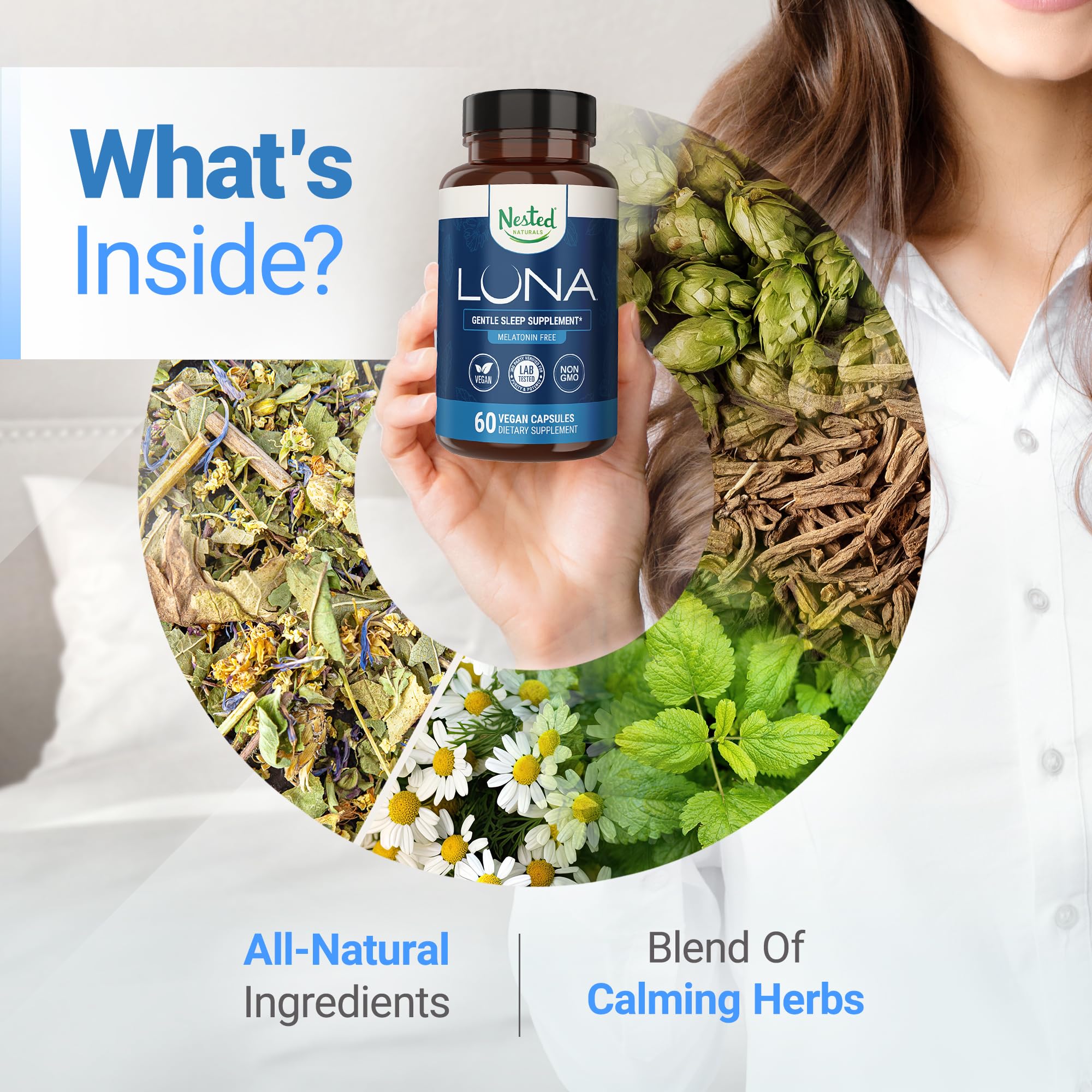 Close-up of Luna Sleep Supplement ingredients list