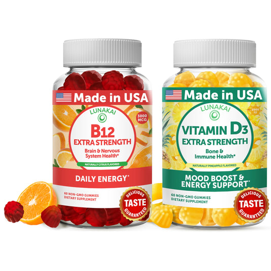 Hero packaging image for Lunakai B12 and D3 gummies bundle