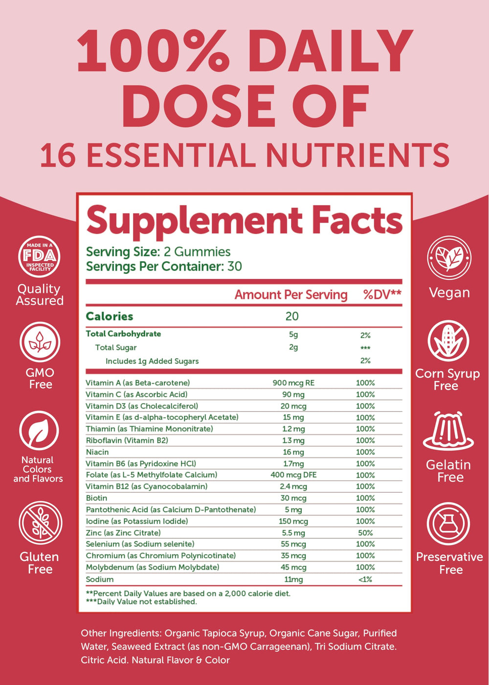 Lunakai B12 gummies ingredients list closeup showcases clean formulation.
