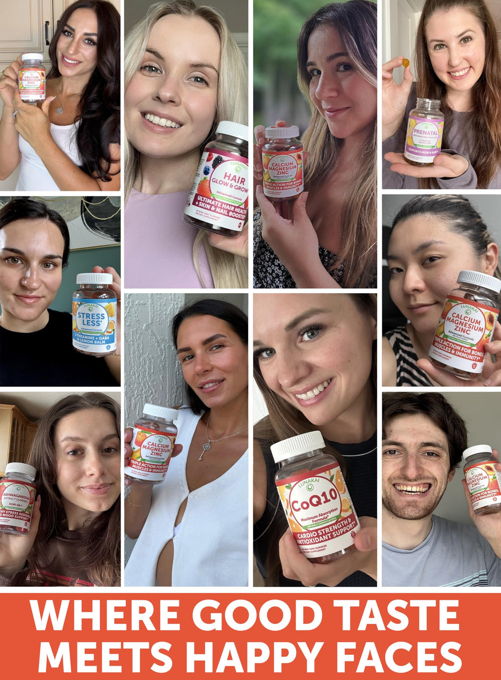 Ingredients list for Lunakai calcium gummies with magnesium, zinc, vitamin D3 and K2