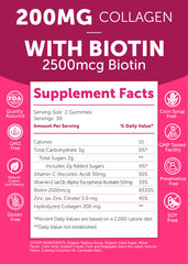 Close-up detailing 200mg collagen per gummy