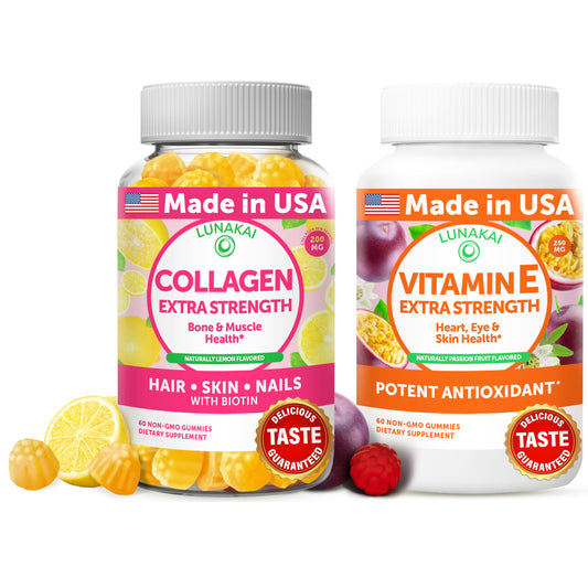 Packaging shot of Lunakai Collagen & Vitamin E Gummies Bundle