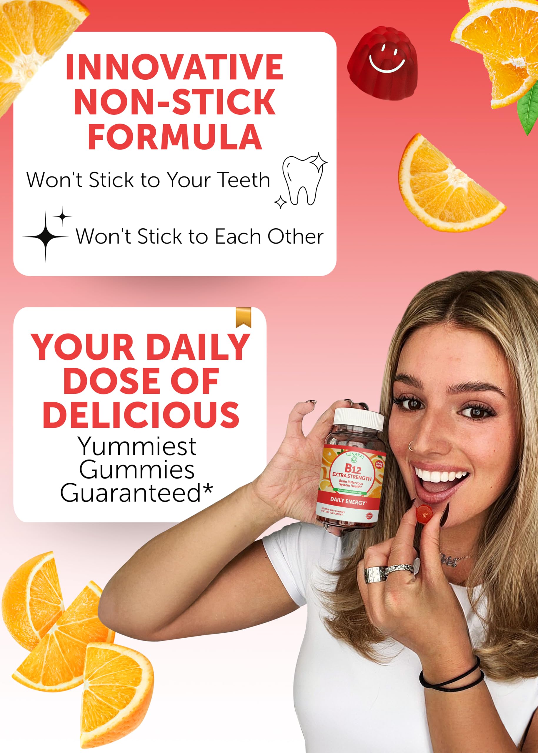 Lunakai D3 gummies orange flavor — tasty daily intake for vitality support.