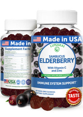 Front view of Lunakai Black Sambucus Elderberry Gummies bottle