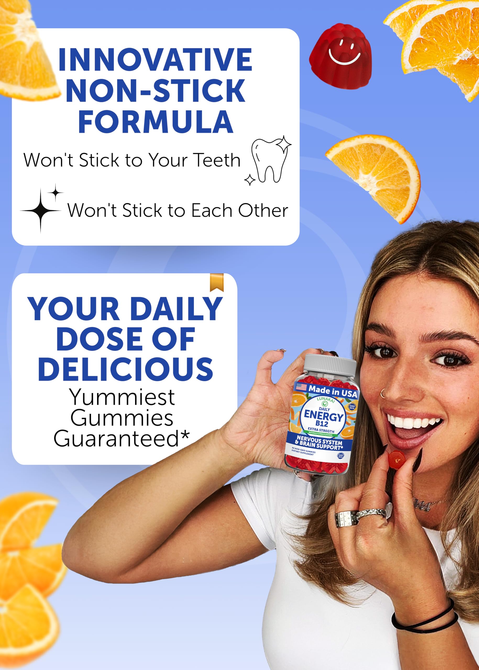 Back of Lunakai packaging showing 3000 mcg methylcobalamin B12 per serving
