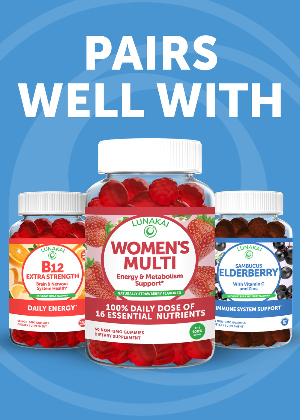 Non-GMO and vegan symbols on Lunakai packaging
