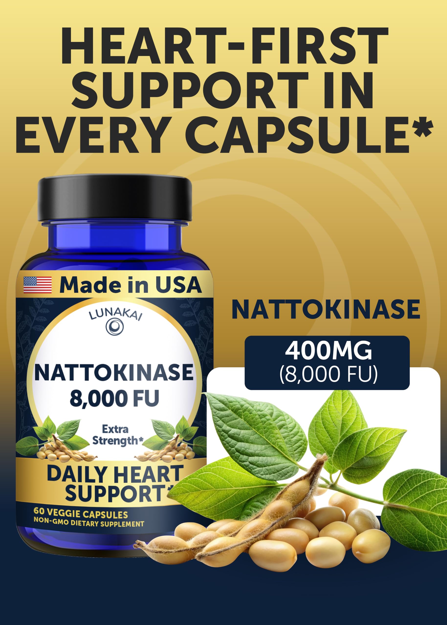 Lunakai nattokinase capsules and bottle