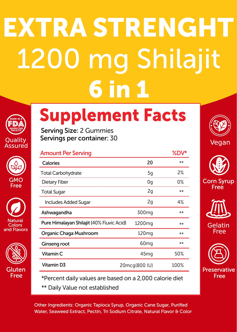 Gummies with organic chaga mushroom