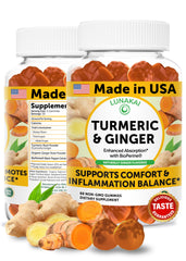 Front view of Lunakai USA-made Turmeric Gummies with Ginger & BioPerine (60 count)