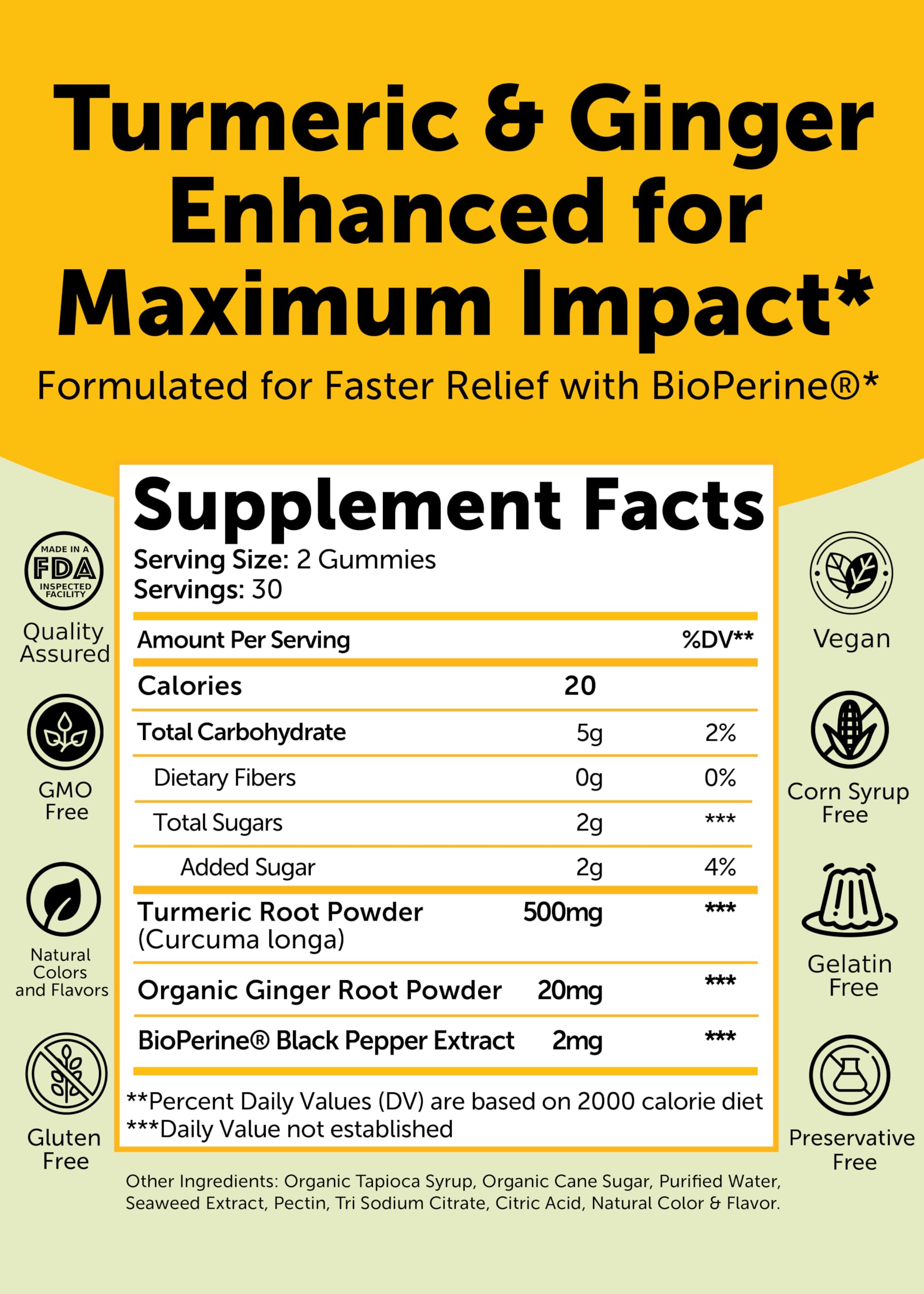 No artificial colors, dairy-free and gluten-free Lunakai gummies nutrition image