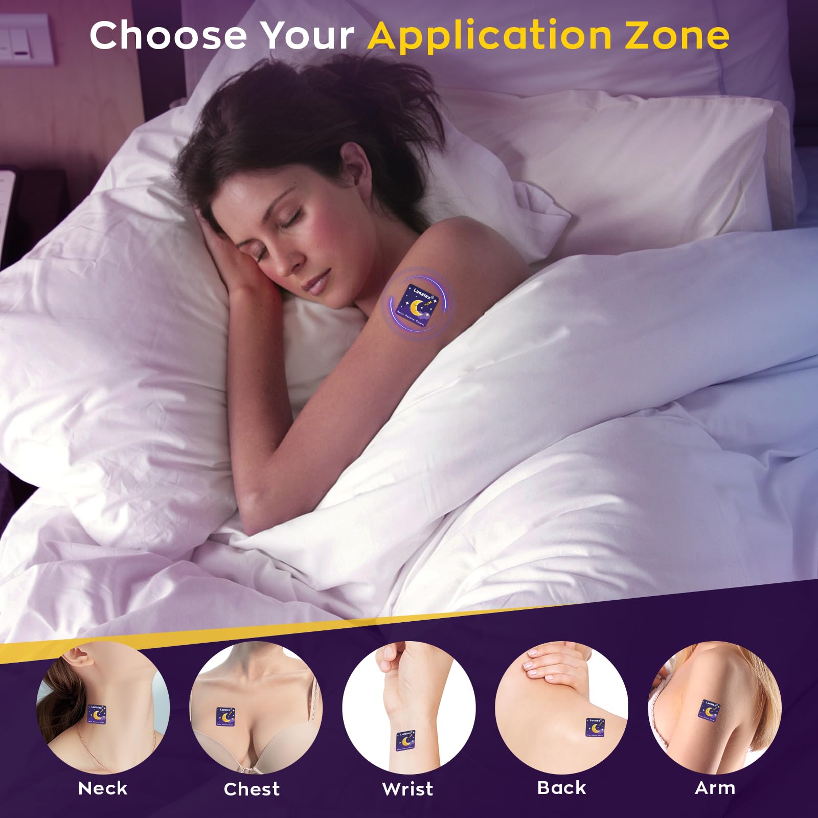 Patch applied to the wrist for nighttime use