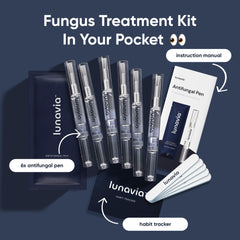Lunavia Antifungal Pen bottle shows Tea Tree and Aloe oil blend.