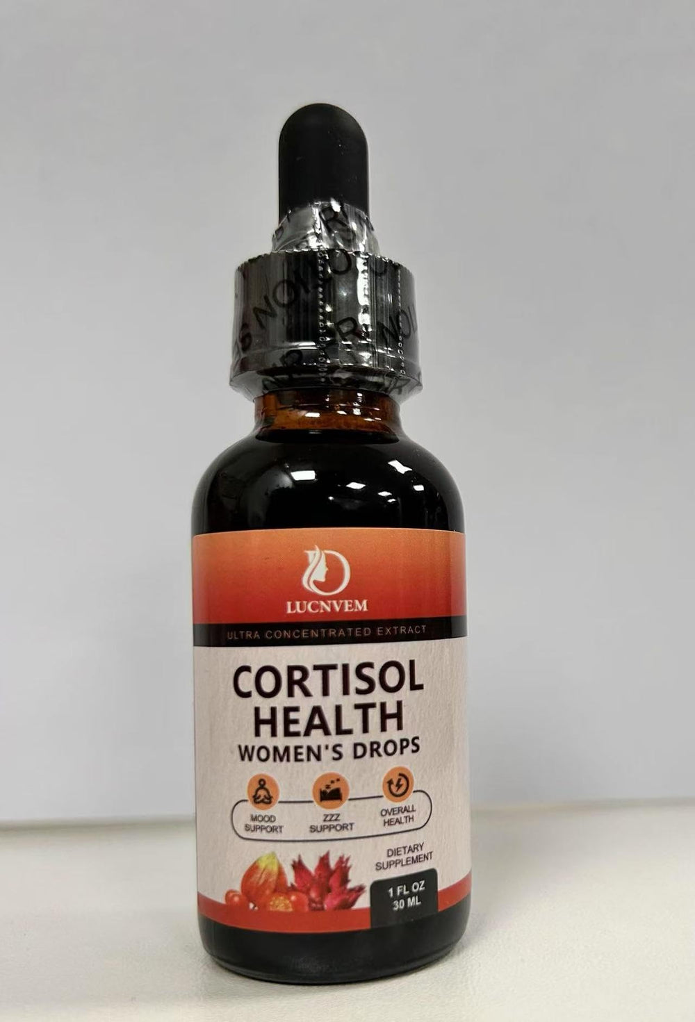 30-day vegan supply packaging for LUCNVEM Cortisol Drops