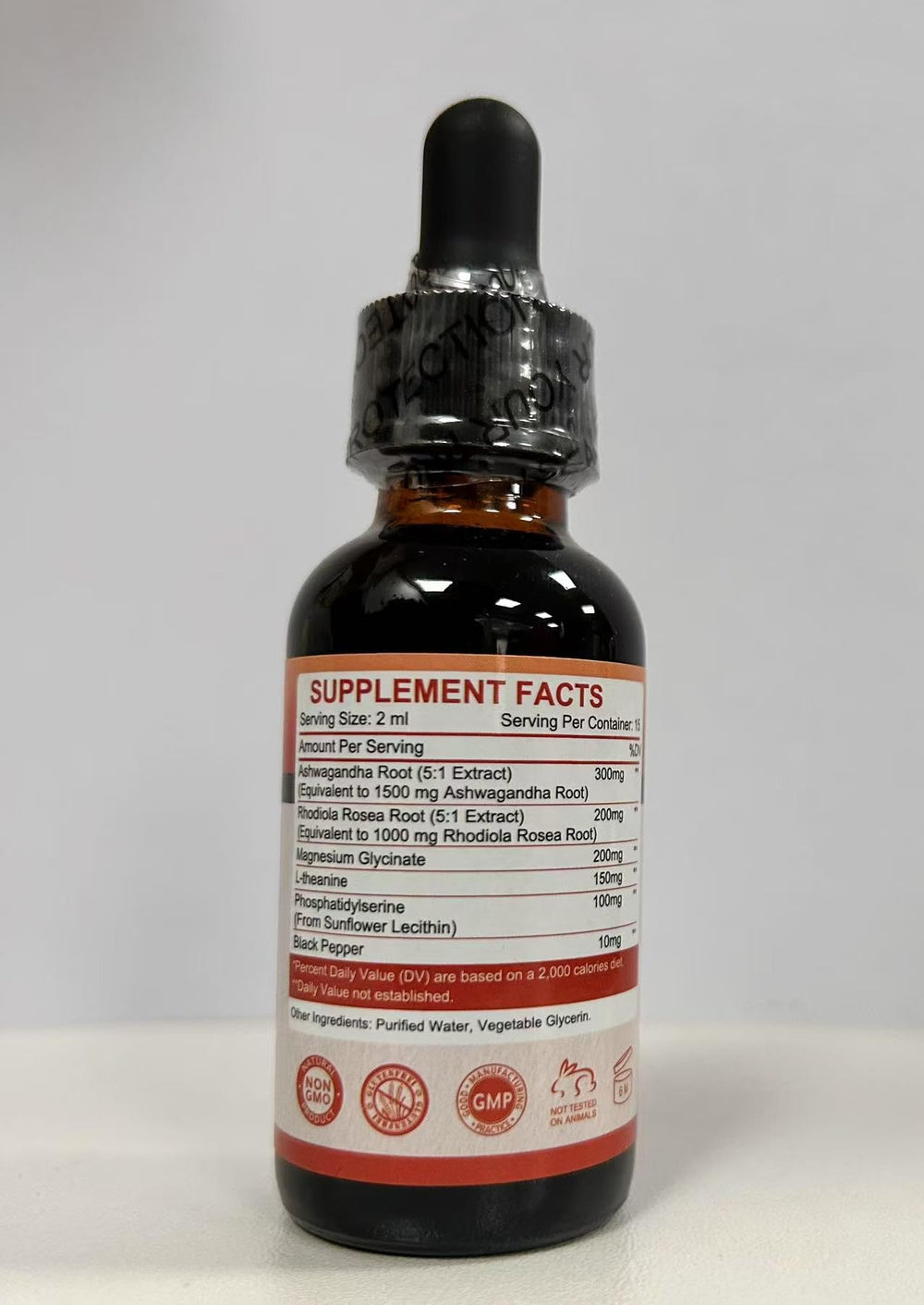 Ingredient list showing vegan, organic herbs and minerals