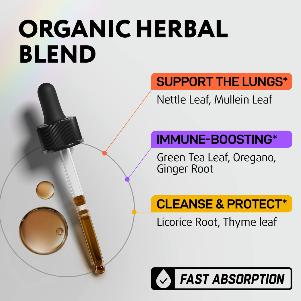 Lung detox and mucus relief herbal drops in bottle