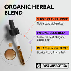 Lung detox and mucus relief herbal drops in bottle