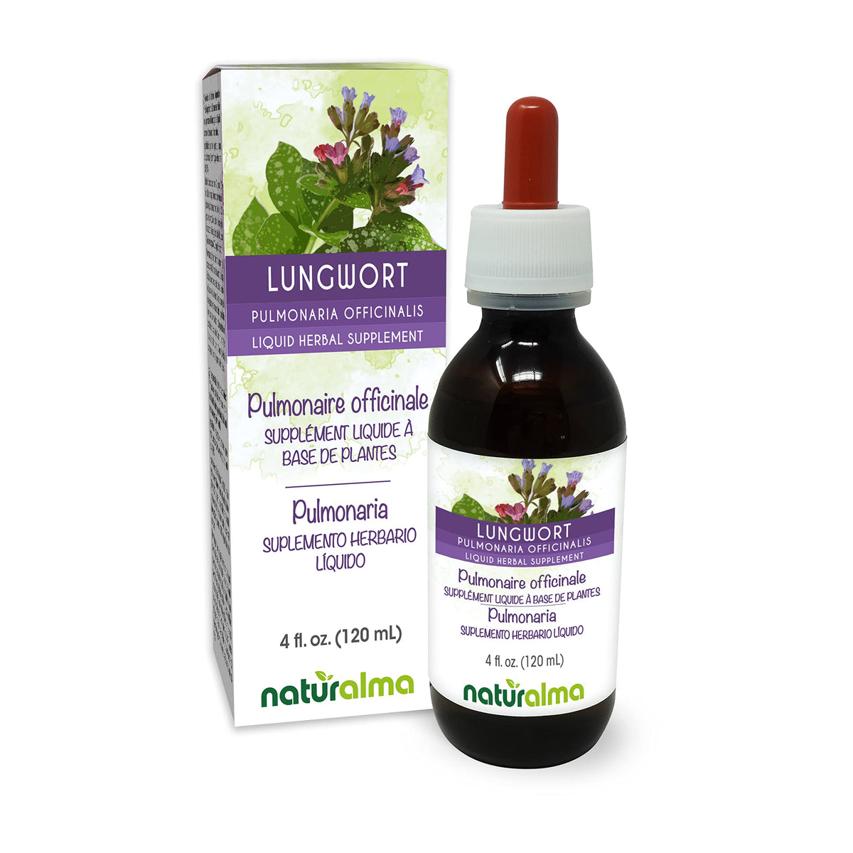 Naturalma Lungwort alcohol-free tincture bottle, 4 oz