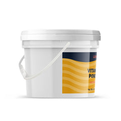 Measuring scoop beside Luonix Vitamin C Powder for precise dosing