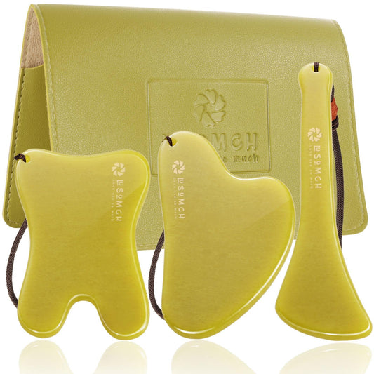Lusomch 3-Piece Jade Gua Sha Set front view