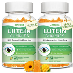Two-pack lutein gummies bottle with mango flavor (25mg per serving)