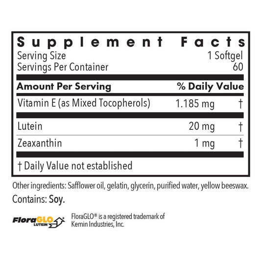 Close-up of lutein and zeaxanthin capsules