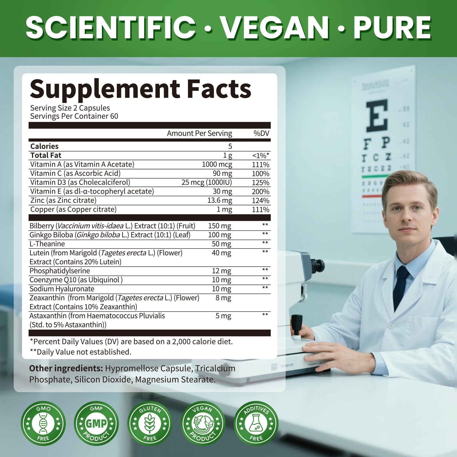 Lifestyle-friendly image showing capsules for eye health and comfort