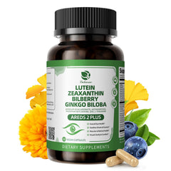 Bottle of Lutein & Zeaxanthin AREDS 2 eye vitamins with 60 capsules