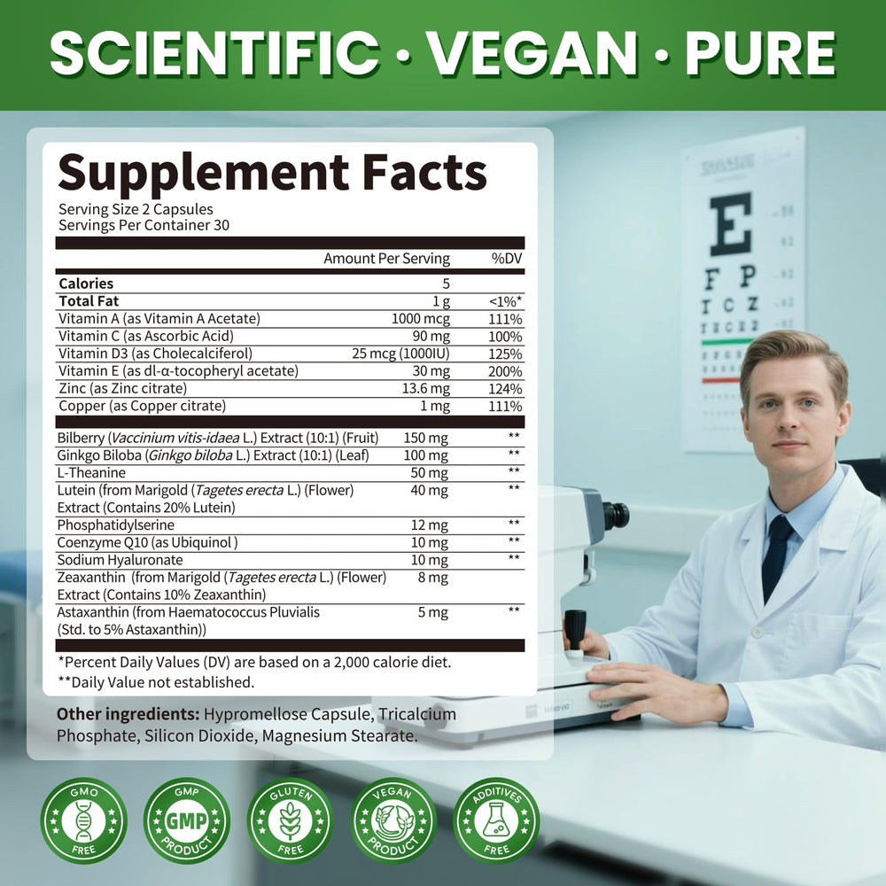 Close-up of high-potency lutein 40 mg and zeaxanthin 8 mg capsules