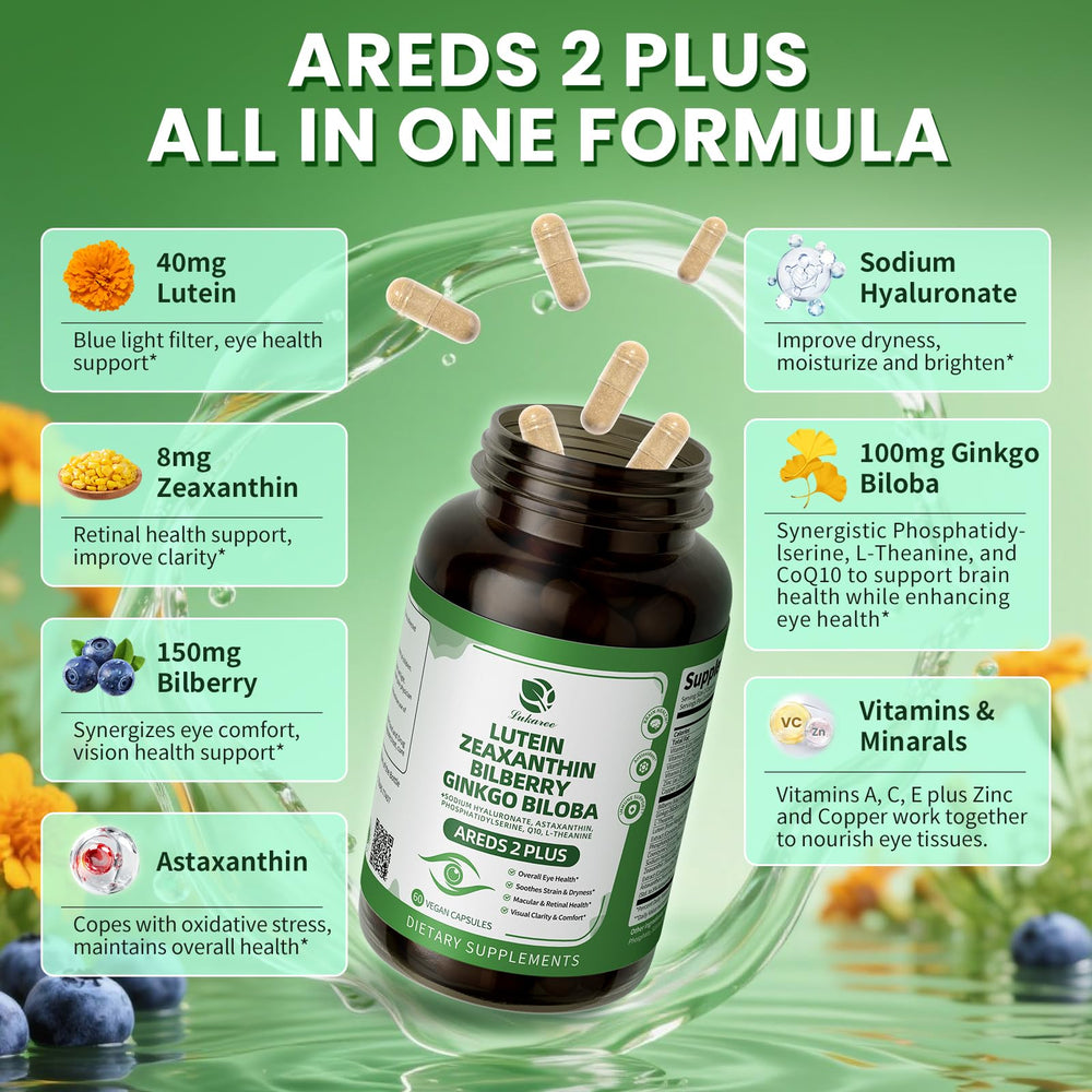 Label highlights bilberry extract and astaxanthin on AREDS 2 vitamins