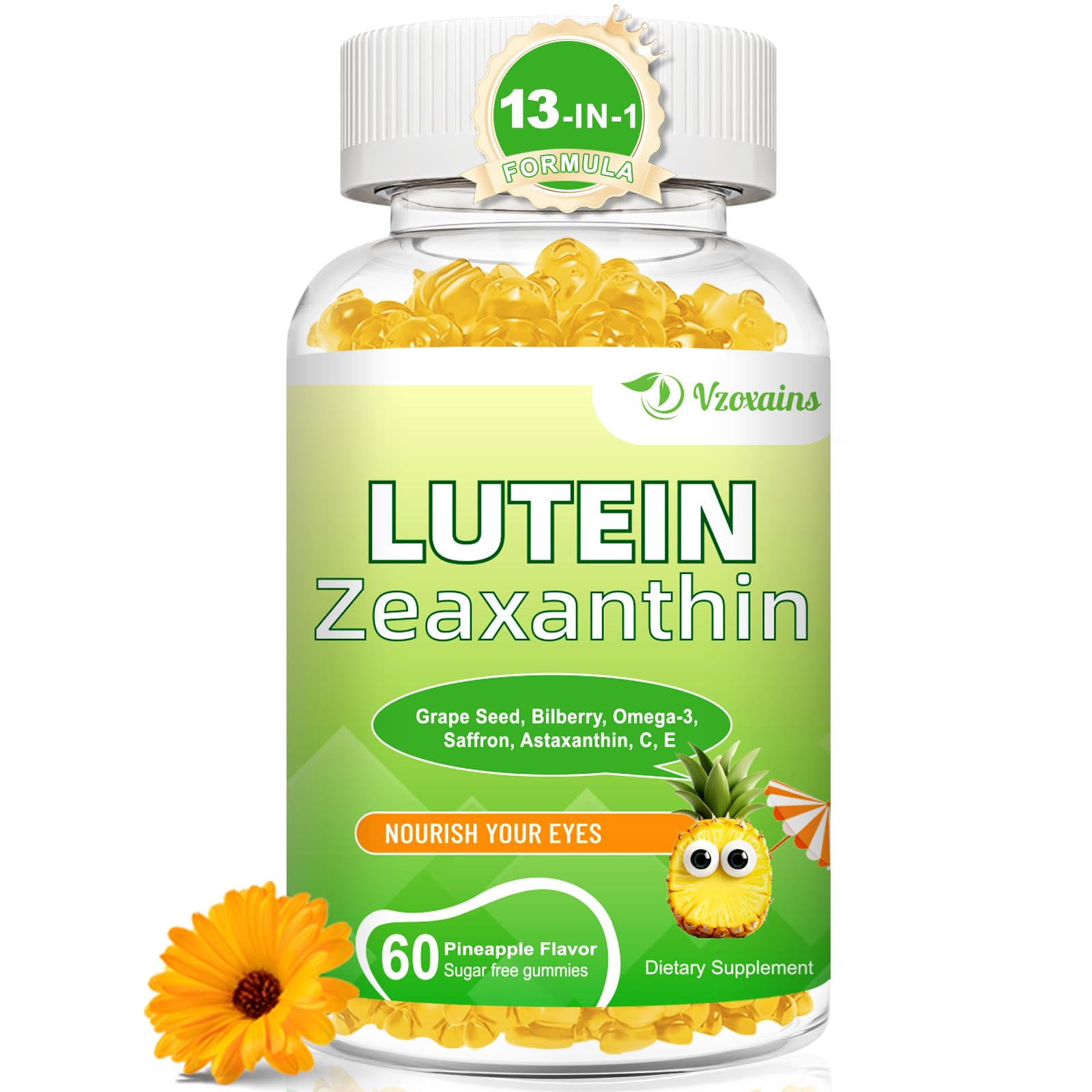 Bottle of Lutein 20 mg with Zeaxanthin gummies for eye health