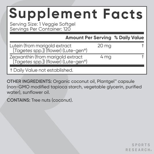 Close-up of Lutein and Zeaxanthin labeling