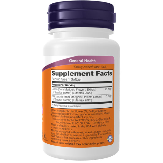 Close-up of lutein and zeaxanthin softgels