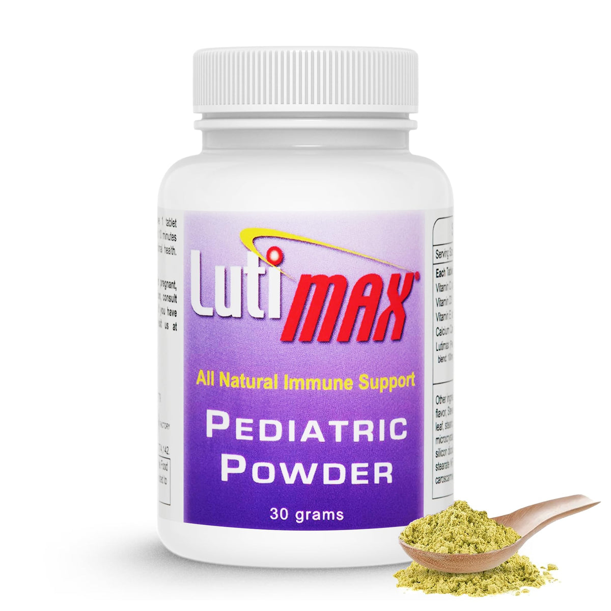 Front packaging of Lutimax Pediatric Powder