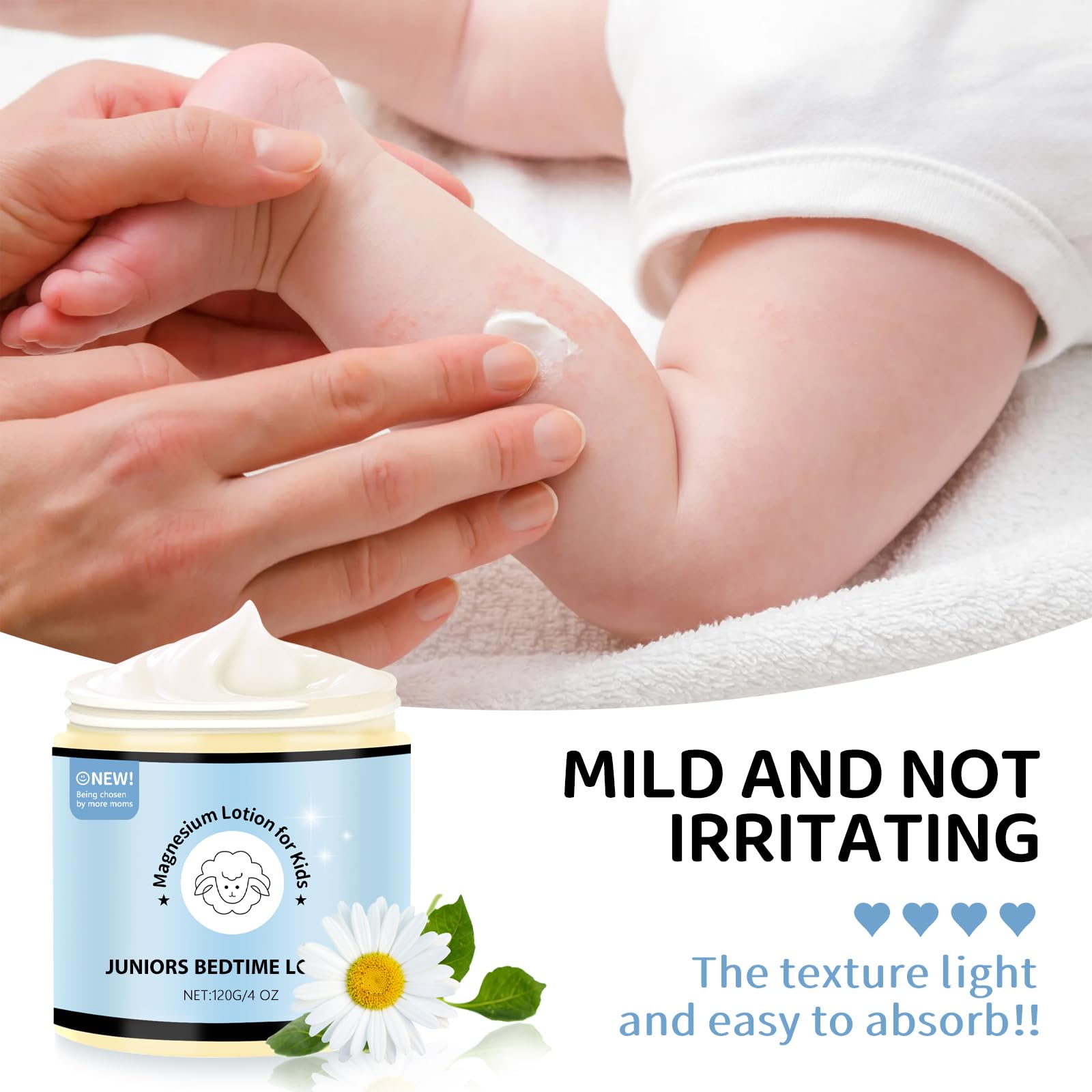 Product label highlighting natural ingredients for kids' lotion