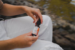 Close-up of Flow Drops label with ingredients