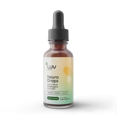 LUV health Neuro Drops bottle with organic adaptogens label