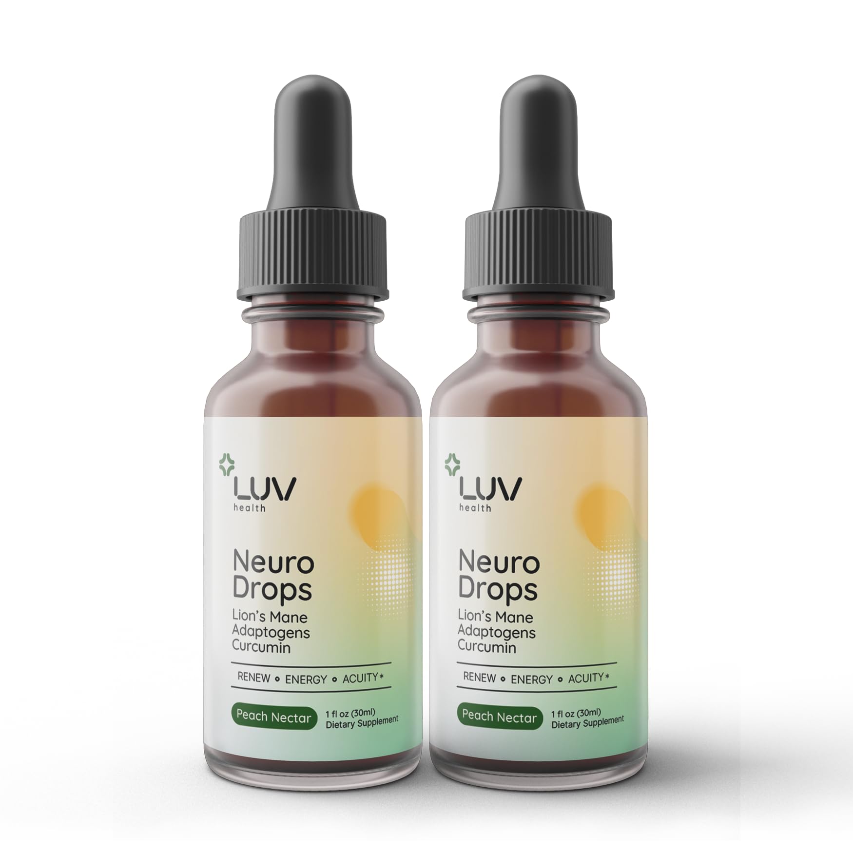 Bottle of LUV Health Neuro Drops with product label