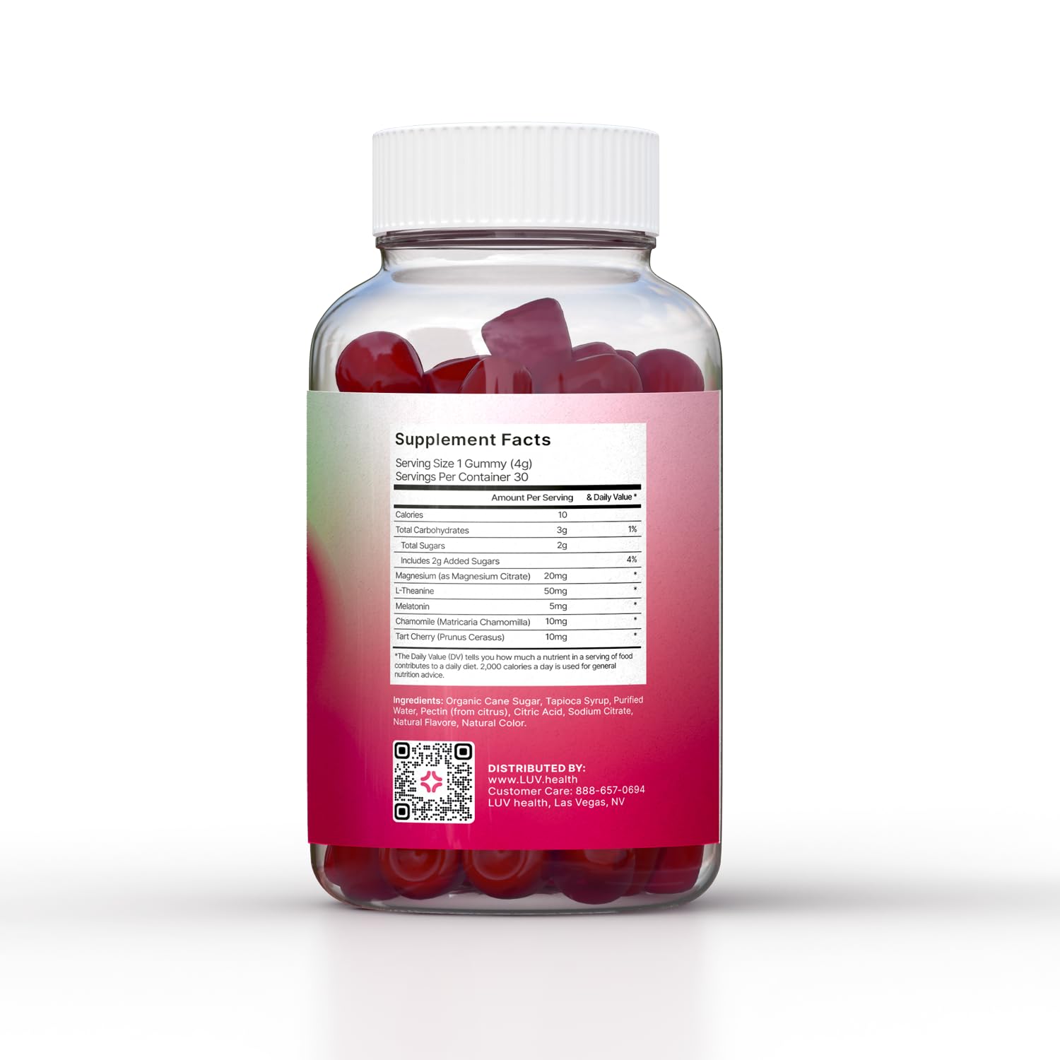 Close-up of LUV Sleep Gummies showing gummy texture