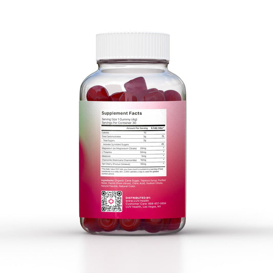 Close-up of LUV Sleep Gummies showing gummy texture