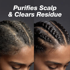 Lux Collection Detox Powder on braids and locs close-up of texture