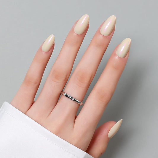 Luxbon White Aurora cat-eye nails for easy home manicures and chic shimmer.