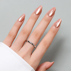 Luxbon press-on nails almond shape with cat eye gel tips for at-home salon-like manicure.