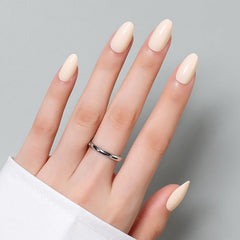 Luxbon press-on nails full set in almond milky white for at-home manicure