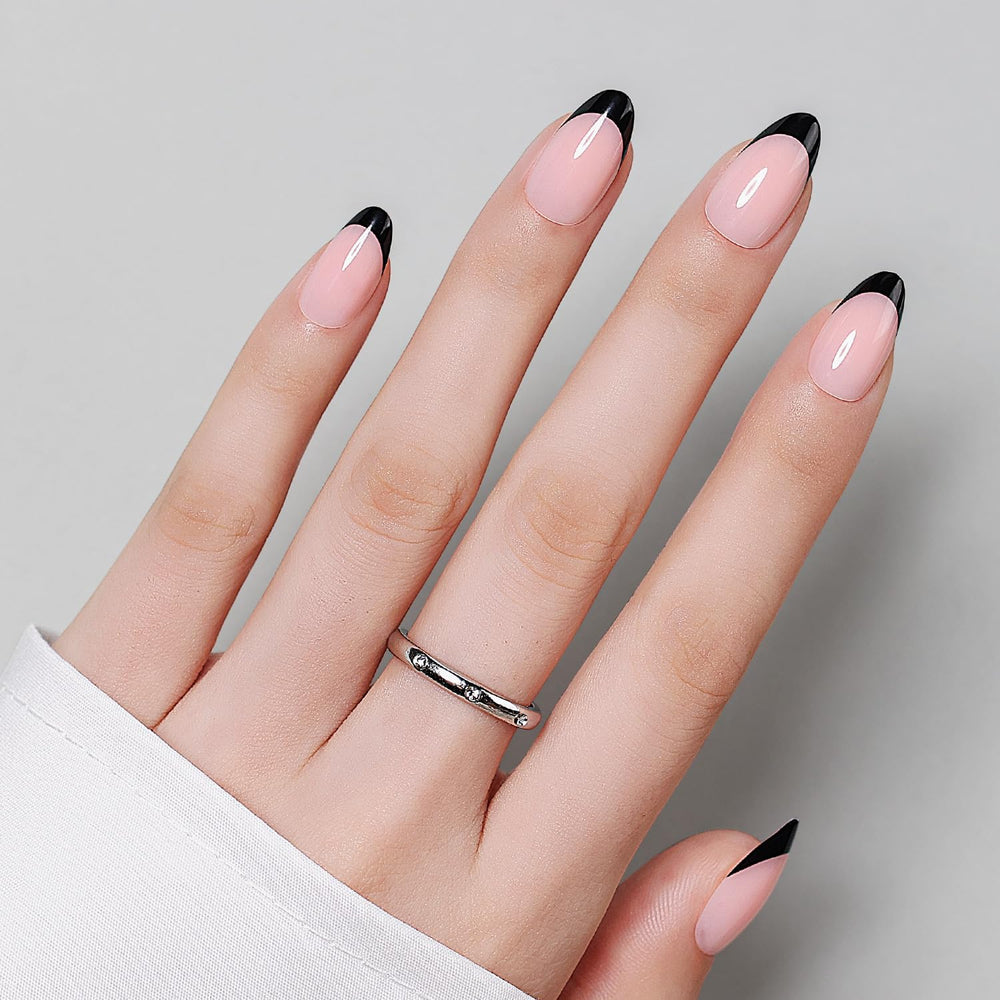 Luxbon Short Almond Press-On Nails kit showing full-size range for versatile home manicure