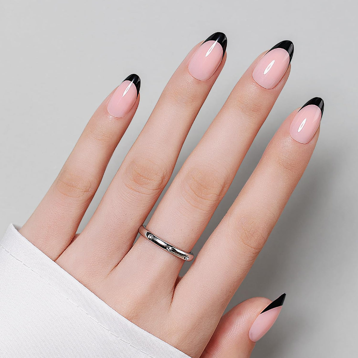 Luxbon Short Almond Press-On Nails kit showing full-size range for versatile home manicure