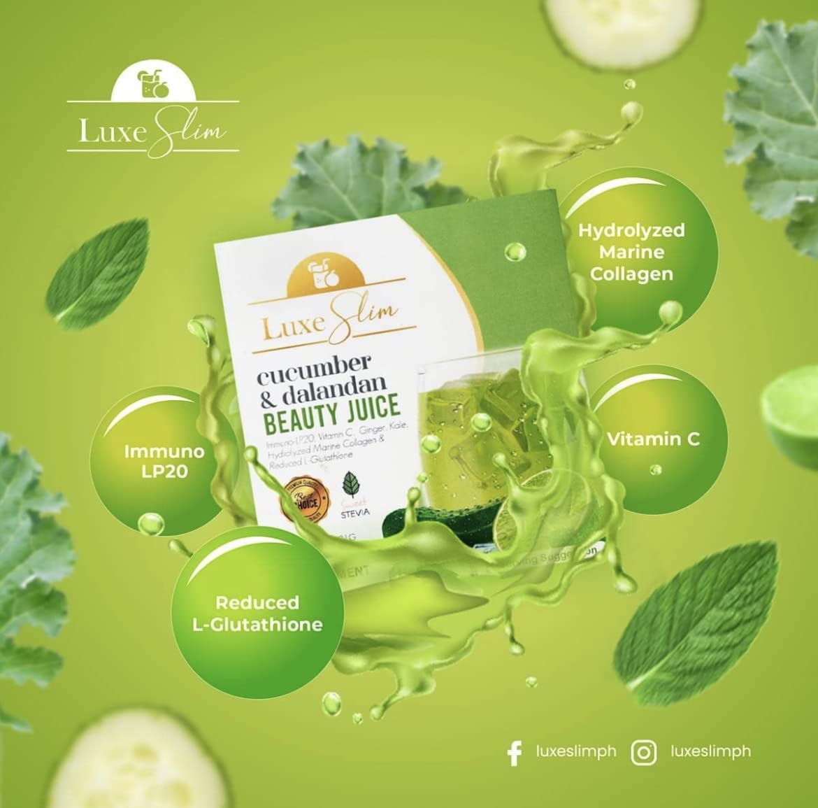 Pack shot of Luxe Slim Beauty Juice sachets (10 x 21g)