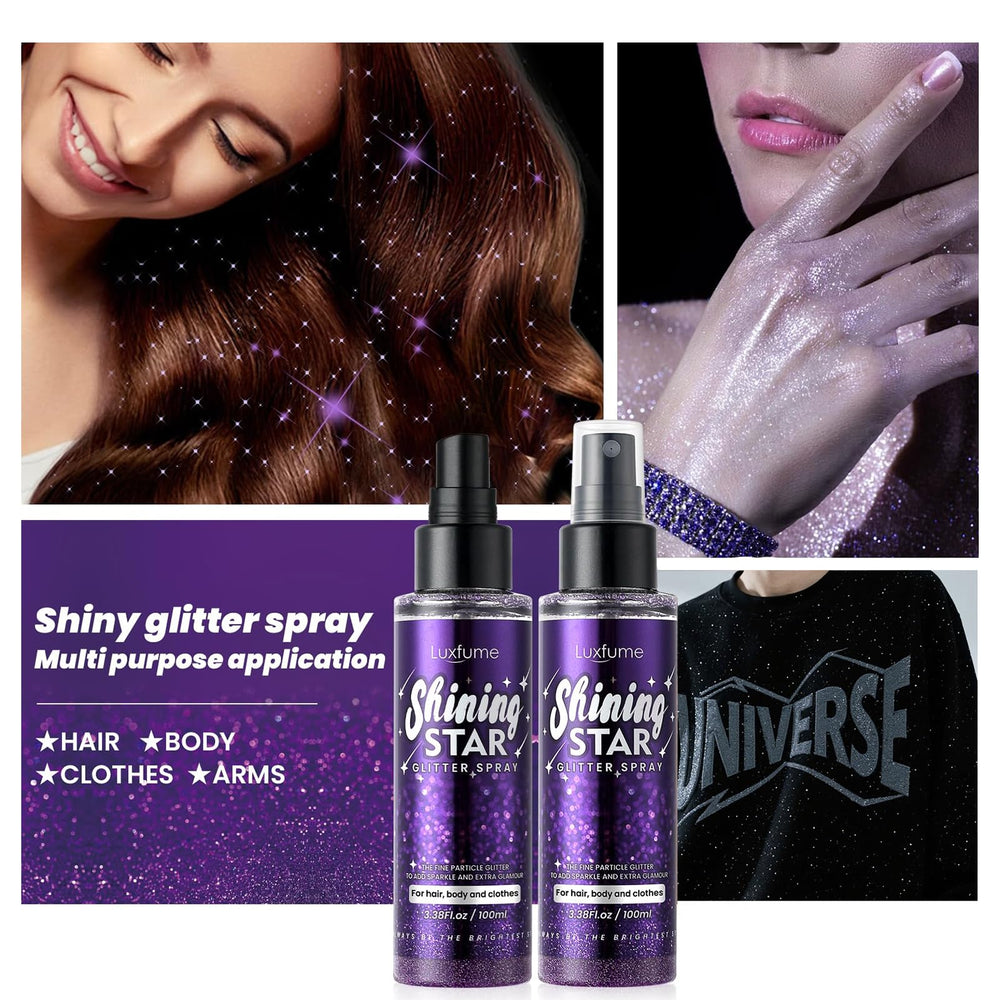 Luxfume body glitter on nails and skin for cohesive shine.